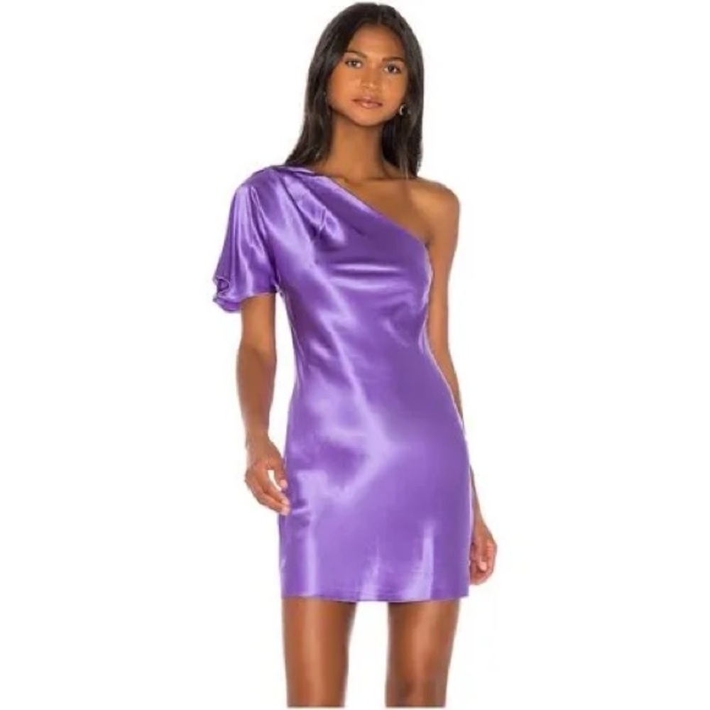 Fleur du Mal Purple Asymmetrical One-Shoulder Cocktail Dress
